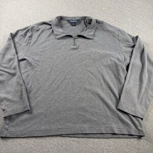 Brooks Brothers Mens XL Grey Micro Stripe 100% Cotton Quarter Zip Pullover Shirt